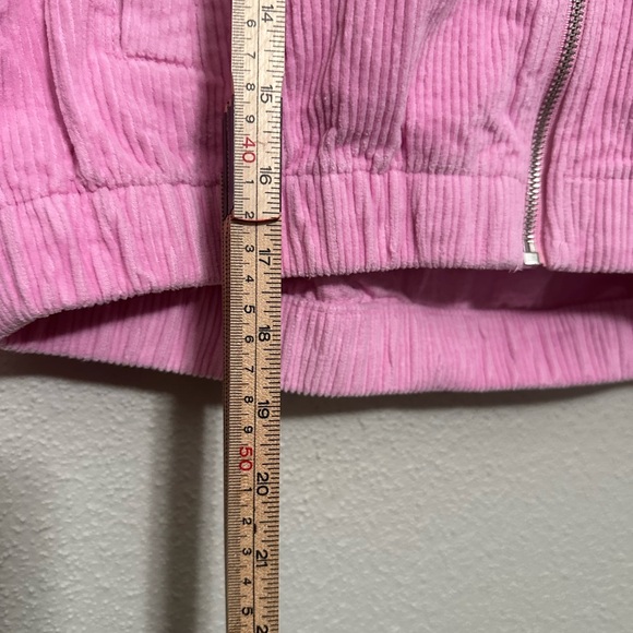 Forever 21 Light Pink Cropped Corduroy Drawstring Hood Bomber Jacket - Medium - Picture 5 of 7